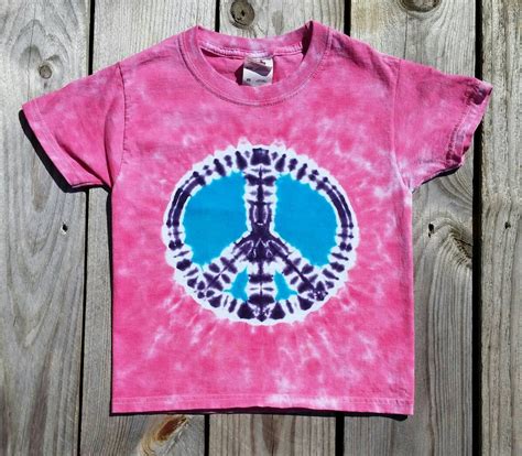 Girls Peace Sign Tie Dye T Shirt S M L Xl Pink Purple And Etsy