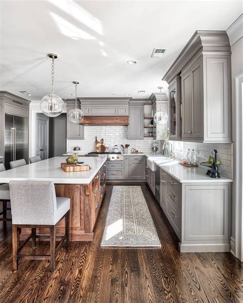 From i.pinimg.com grey kitchen ideas ukc dogs breeds. Brown, white and gray kitchen. I love the floors! | Home ...