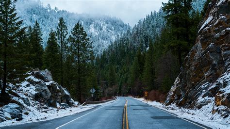 Download 1920x1080 Road Snow Forest Mountain Rock Winter