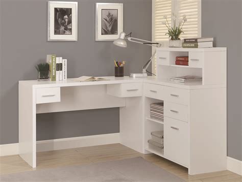 Whether you're running a business or doing homework, a white home office desk makes the. 7028 White L Shaped Home Office Desk from Monarch (I 7028 ...