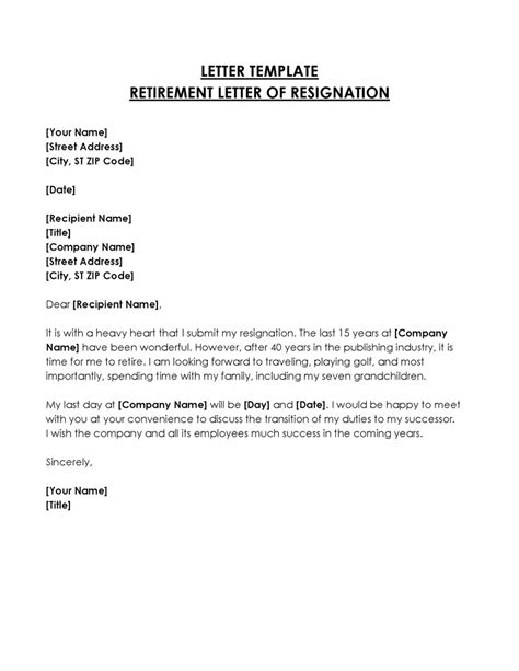 How To Write A Retirement Letter Of Resignation Examples
