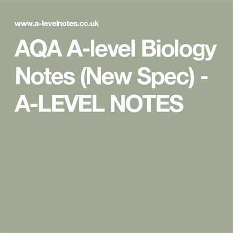 Aqa A Level Biology Notes New Spec A Level Notes Biology Aqa A Level Biology Revision Gcse