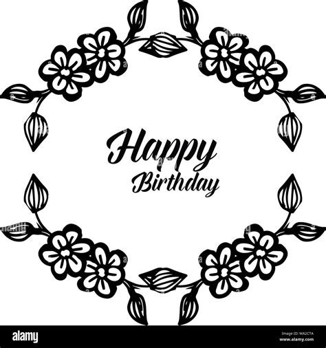 Style Silhouette Flower Frame Template Wallpaper Card Happy Birthday