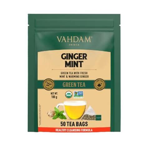 Buy Vahdam Ginger Mint Herbal Green Tea Cleans The System Improves