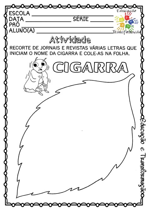 Atividades Da Fabula A Cigarra E A Formiga