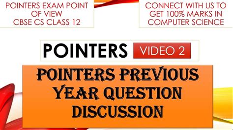 Pointers Previous Year Questions Discussion Video 1 Pointers Exam