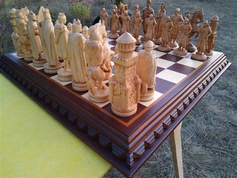 Wooden Chess Set Board Pieces Exclusive Handmade Big Large Etsy