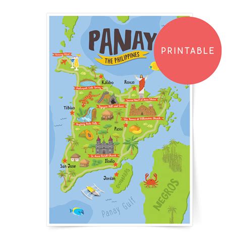 Panay Illustrated Map Printable Wall Art Poster Pinspired Philippines