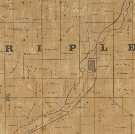 Rush County Indiana 1856 Old Wall Map Reprint With Landowner Etsy