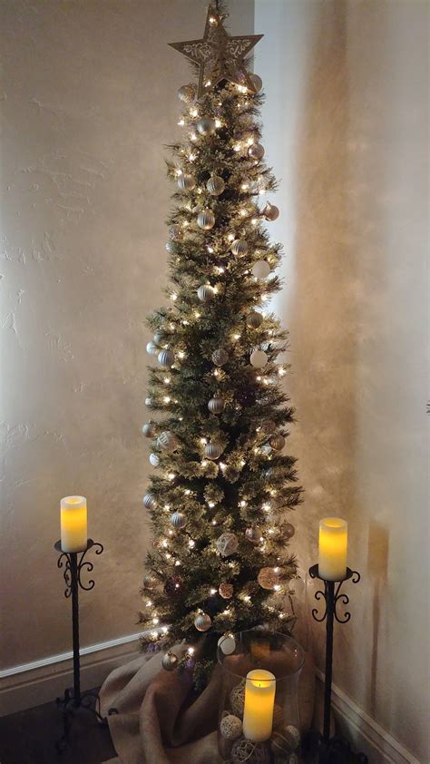 20 Slim Christmas Tree Decorated