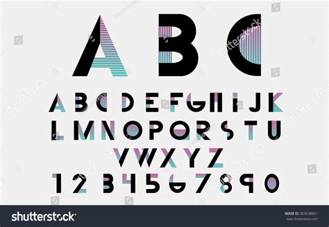 Black Alphabetic Fonts Numbers Color Lines Stock Vector Royalty Free