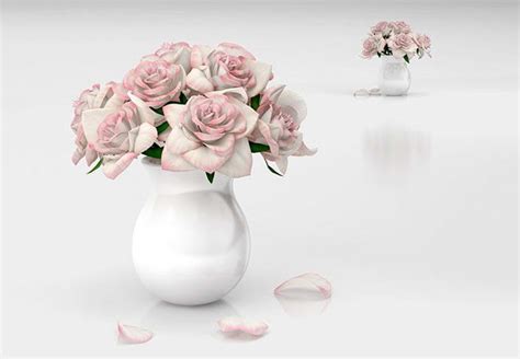 White Roses Bouquet 3d Model House Plants