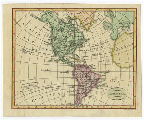 Antique Map Of America By Veelwaard 1841