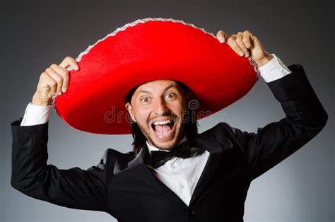 The Young Mexican Man Wearing Sombrero Stock Image Image Of Latin