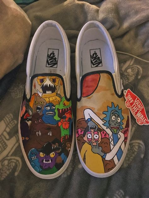 Custom Hand Painted Rick And Morty Vans Vans Sneaker Slip On Sneaker
