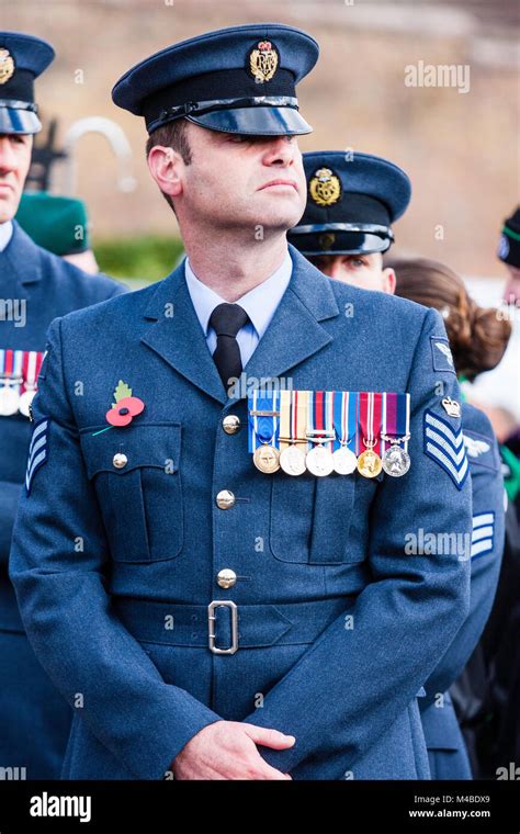 England Ramsgate Remembrance Sunday Raf Midadult Man In Blue Uniform