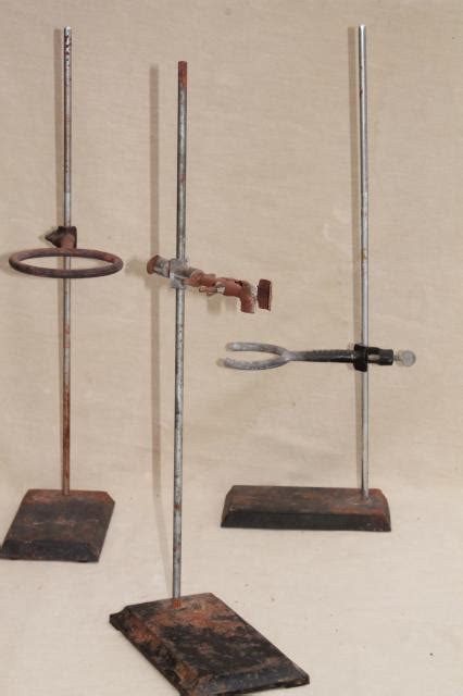 Vintage Lab Beaker Stands Heavy Steel Holder Racks For Laboratory
