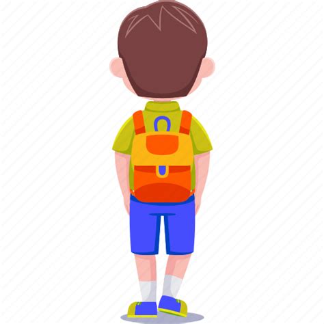 Cute Kids Boy Student Carrying Backpack Male Illustration