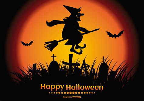 Happy Halloween Illustration With A Spooky Witch Silhouette Download
