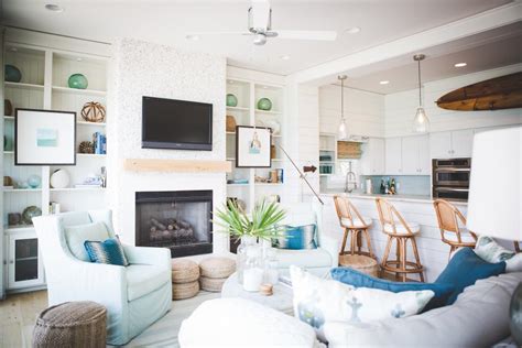 White Coastal Living Room And Kitchen Hgtv