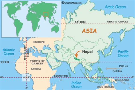 Nepal On The World Map Map Vector