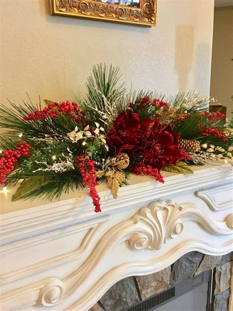 Christmas Mantlepiece With Stunning Xl Magnolia Etsy With Images