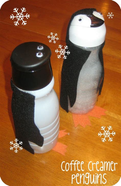 Penguins From Coffee Creamer Bottles Coffee Creamer Bottle Crafts