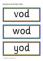 Nonsense words are used in this measure so that a student's familiarity with sight words will not influence his or her ability to identify common letter sounds (individually or blended) into made up words. CVC nonsense words flash cards (SB6449) - SparkleBox