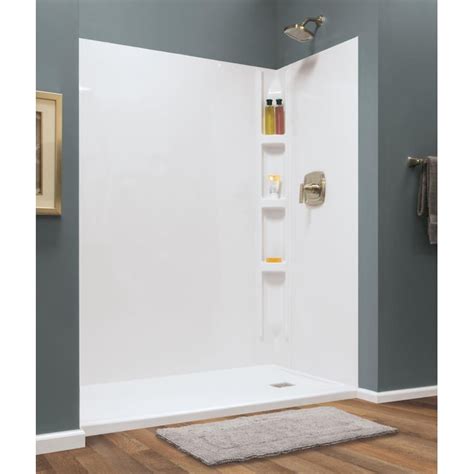 Style Selections Hampton Glue Up Wall 60 In X 72 In White Shower Surround Back Wall Panel In The