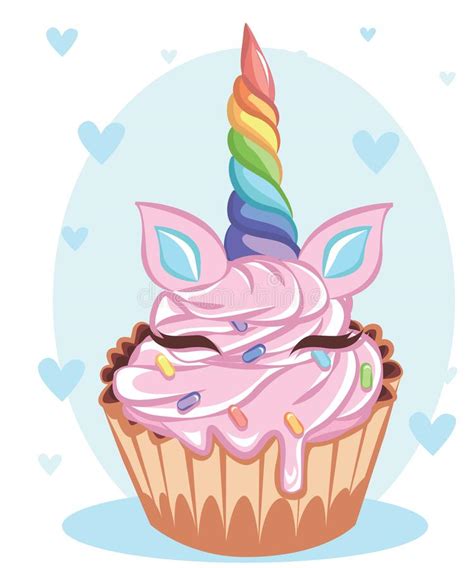 Rainbow Cupcake Cartoon Character Concept With A Sad Face Stock Vector