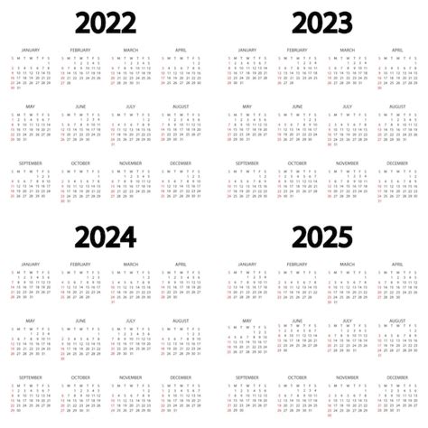 Kalendarz 2022 2023 2024 2025 Rok Tydzień Zaczyna Się W Niedzielę
