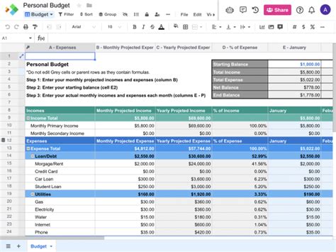 Personal Budget Template