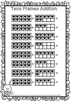 You can download the pdf file, print the worksheets directly in your browser, or use the kindergarten worksheet online. Valentines Addition Worksheets Ten + Ones , Ten and One ...