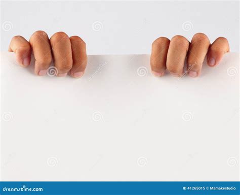 Hand Holding A Paper Isolated On White Background Stock Image Image