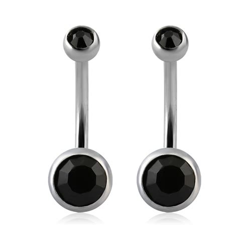 new2016 316l surgical steel belly rings black crystal belly button rings stainless steel belly