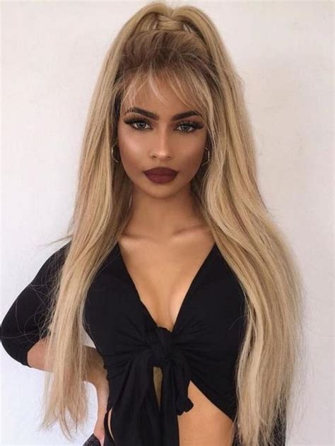 #613 blonde virgin human hair full lace wig. Natural Ombre Blonde Straight Full Lace Human Hair Custom ...