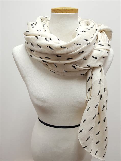 Natural Cotton Scarf Ivory Color Lightweight Oversized Etsy