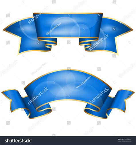 Blue Ribbon Collection Isolated On White Stock Vector Royalty Free