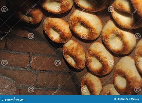 Process Of Cooking Tandoor Bread National Uzbek Flatbread Stock Photo