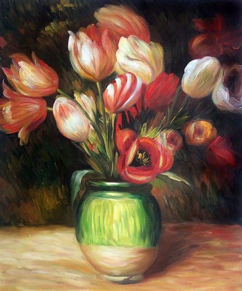 Wall Art Renoir Tulips In A Vase Painting Reproduction At