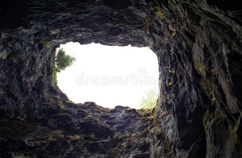 Hole In The Rocky Cave Inside Stock Image Image Of Rock Adventure
