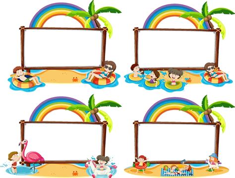 Summer Beach Theme With Blank Banner Isolated On White
