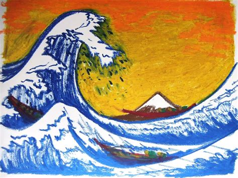 Carlos Printe Art Journal The Great Wave Hokusai Using Enamel
