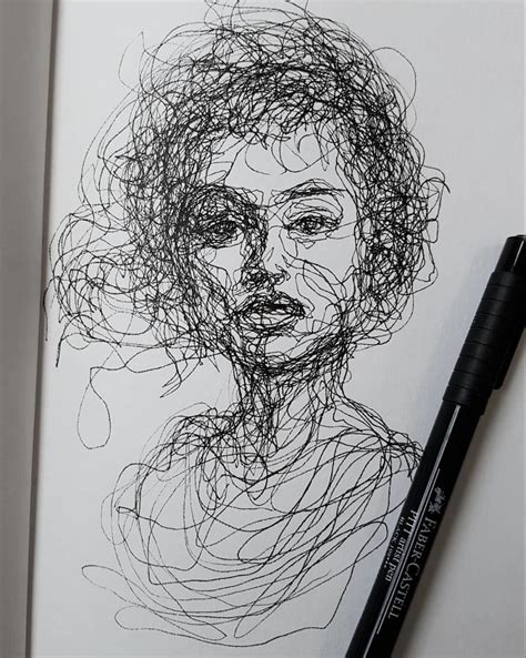 This Self Taught Artist Draws Female Portraits Entirely By Scribbling 87 Pics Self Portrait