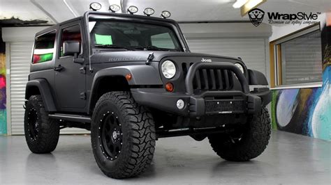 Introduced in 1992 for the 1993 model year. Jeep Wrangler - Super Black Matt wrap | WrapStyle