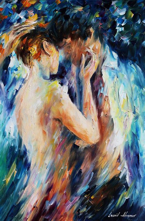 Kiss Of Passion — Palette Knife Oil Painting On Canvas By Leonid
