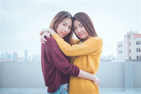 Lesbian Couple Together Concept Close Up Couple Of Young Women Stock Image Image Of Person