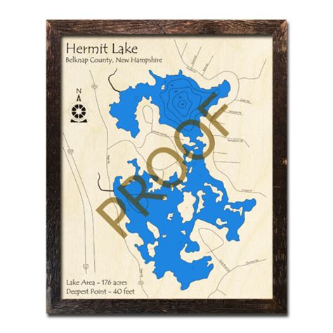Belleau Lake Nh 3d Wood Topo Map