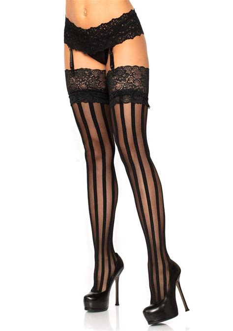 blaire stripe thigh high stockings women s hosiery leg avenue