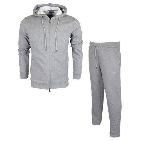 Emporio Armani Cotton Zip Up Hooded Grey Tracksuit Clothing From N22